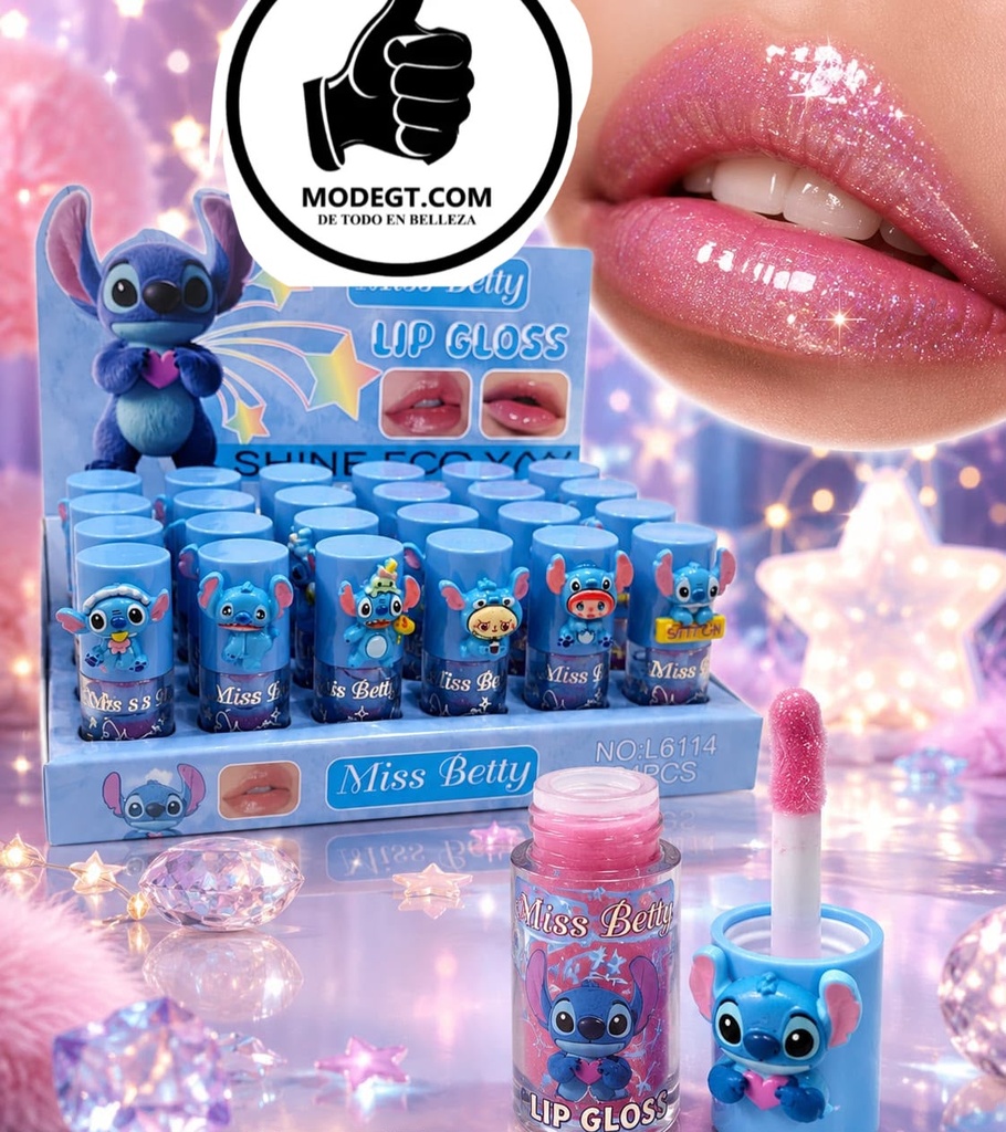 Brillo labial con diseño de stitch azul - Miss Betty