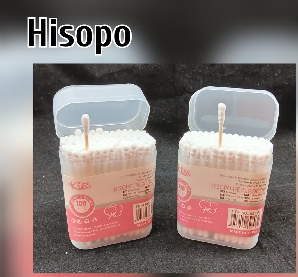 Paquete de hisopos de algodón 100 pcs - Kiss