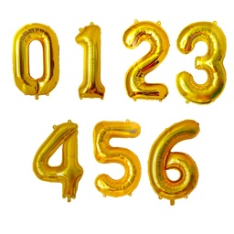[6923972791698] Unidad de globos metálicos en presentación de números color dorado